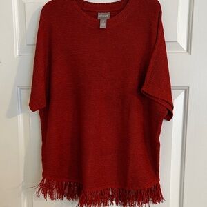 Chico's Crimson Fringe Knit Top